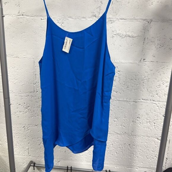 DREW Blue Asymmetrical Sleeveless Camisole NWT Cute Cami Tank - Size Medium - Picture 3 of 3